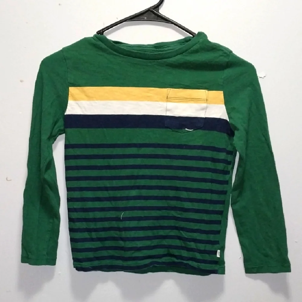 Gap Green, Blue and Yellow Striped Long Sleeve Tee Small